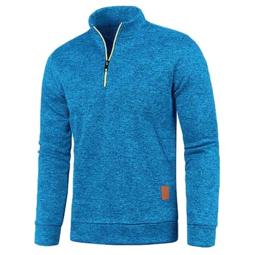 Half Zip Pullover Herren Ohne Kapuze Männer für Solid Arbeitspullover Oversize Winter Sport Arbeitspullover Sweater Men Herren Pullover mit Reißverschluss für Wärme im Winter von Hanraz