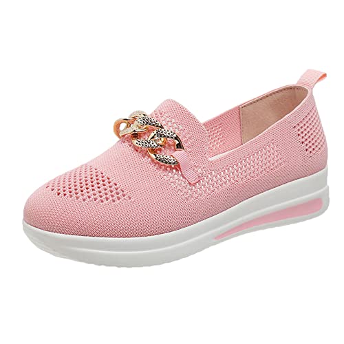 Hanraz Ballerinas Damen Weiss Knit Schuhe Klassische Sportschuhe Damen Weiss Schuhe Damen Elegant Flach Stricken Flache Schuhe Stoffballerinas von Hanraz