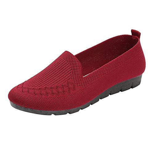 Hanraz Ballerinas Damen Weiss: Knit Ballerinas Schuhe Bequem Ballerinas Strickschuhe Damen Freizeitschuhe Damen Sommer Eleganter Sportschuhe Sommerschuhe von Hanraz