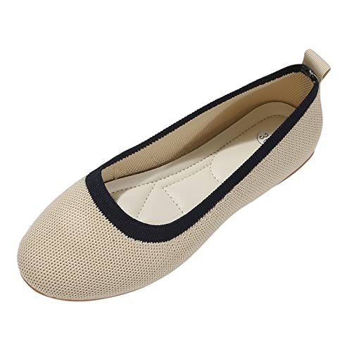 Hanraz Ballerinas Mädchen Flach Sportschuhe Elegant Freizeitschuhe Damen Sommer Slipper Schuhe Damen Elegant Stricken Damenschuhe Stoffballerinas von Hanraz