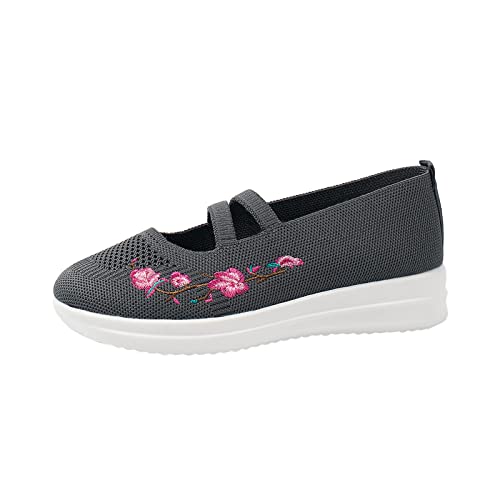 Hanraz Ballerinas Schwarz, Stricken Ballerinas Schuhe Sommer Flache Schuhe Für Damen Schwarz Freizeitschuhe Damen Sommer Bequem Sportschuhe Flache Schuhe von Hanraz