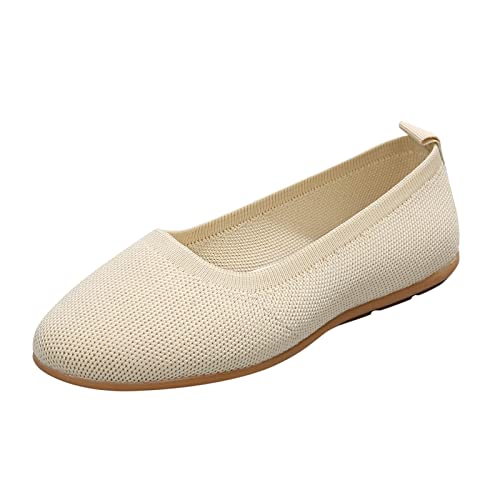 Hanraz Flache Schuhe Für Damen, Bequem Balerinaschuhe Knit Sportschuhe Damen Strick Ballerinas Damen Elegant Sneaker Ballerinas Schuhe von Hanraz