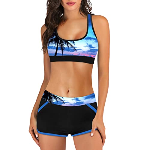 Hanraz Shorts Badeanzug Racerback/U-Back Badeanzug Taillierte Monokini Badebekleidung Einteilige Strandmode Swimsuit Badebekleidung Bauchweg für Mollige von Hanraz