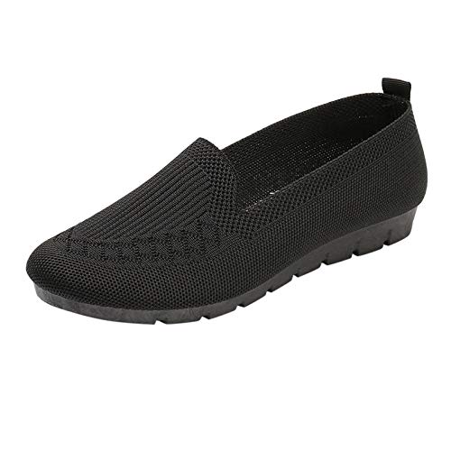 Hanraz Sportliche Ballerinas Damen, Elegant Schuhe Flat Damenschuhe Schwarz Bequem Strick Ballerinas Damen Spitze Sportlich Damenschuhe Sneaker von Hanraz