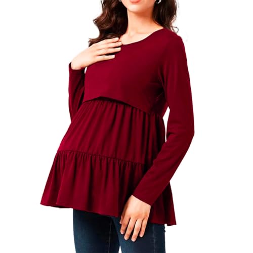 Umstandskleidung, Stilloberteile Damen Langarm Breastfeeding Baumwolle Stilltop Umstandsbluse Rundhals Umstandsmode Stillmode Größen Nursing Top Still Tshirt Umstandskleidung, Stilloberteile Damen Langarm Breastfeeding Baumwolle Stilltop Umstandsbluse Rundhals Umstandsmode Stillmode Größen Nursing Top Still Tshirt von Hanraz