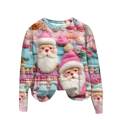 Weihnachten Pullover: Damen 3D Print Sweatshirt Langarmshirt Grafik Oberteile Lässig Blusenshirt Frau Pullover Weihnachtskostüm Jumper Xmas Weihnachtspulli Tuniken Weihnachtspullover Retro Tshirts von Hanraz