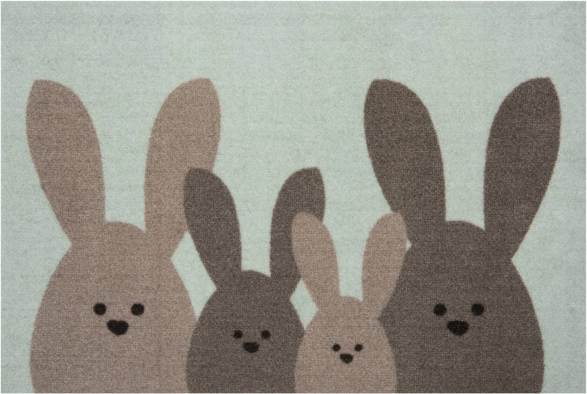 HANSE Home Fußmatte "Bunny Family", rechteckig, Schmutzfangmatte, In-& Outdoor, Rutschfest, Waschbar, Türmatte, Ostern von Hanse Home