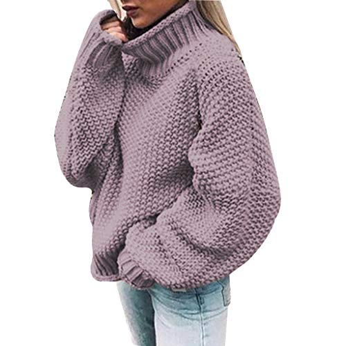 HANXIULIN Damen Pullover Rollkragenpullover Sweatshirt Strickpullover Winterpullover Warmer Rollkragen Sweater Top Strickpulli Grobstrickpullover von HANXIULIN