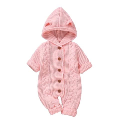 Haokaini Neugeborenes Unisex Baby Jungen Mädchen mit Kapuze gestrickt Strampler Jumpsuit Strampler Pullover Winter Warm Schneeanzug Outfits von Haokaini