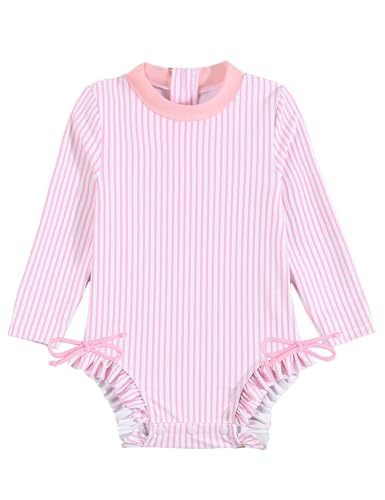 Haokaini Säugling Baby Mädchen EIN Stück Lange Ärmel Rash Guard Badeanzug Zipper Floral Badeanzug Beachwear von Haokaini