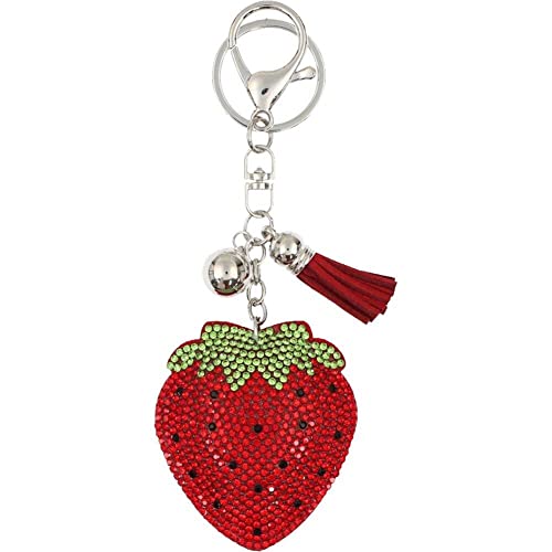Haowul Erdbeer -schlüsselbund Bell Quasten Anhänger Key Ring Charme Autokastart Beutel Fruit Charme Metallschlüsselhalter von Haowul