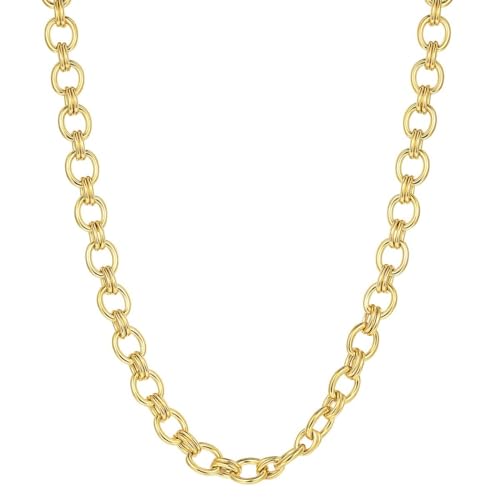 Happiness Boutique Damen Ankerkette in Gold | Statement Chunky Chain Rundankerkette aus Edelstahl Wasserfest von Happiness Boutique