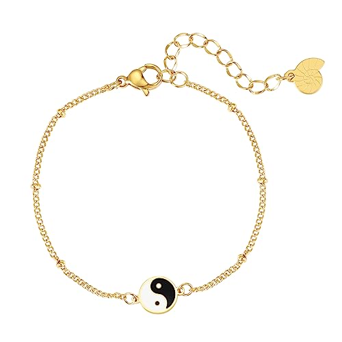 Happiness Boutique Damen Armband mit Yin Yang Anhänger | Wasserfeste Yin Yang Armkette | Kugelkette Armband mit Yin und Yang Design in Gold - Rosegold, Silber | Talisman Symbolischer Schmuck von Happiness Boutique