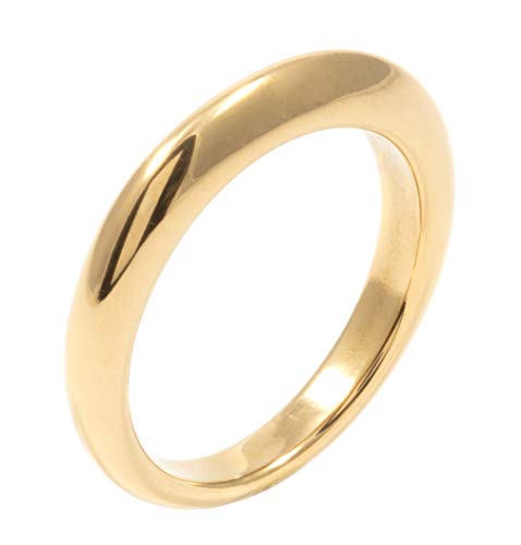 Happiness Boutique Damen Klassischer Bandring Goldfarbe | Abgerundeter Ring Edelstahlschmuck Vergoldet von Happiness Boutique