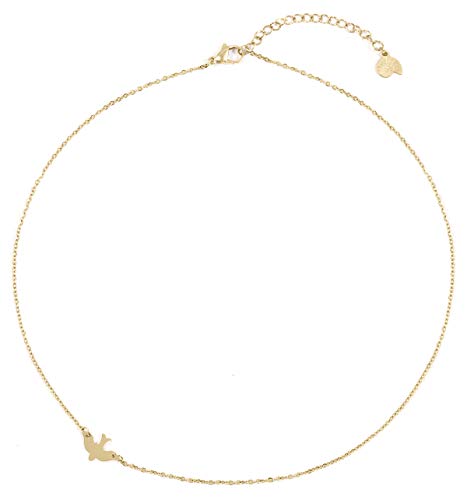 Happiness Boutique Damen Zarte Kette Schwalbe in Goldfarbe | Filigrane Kette mit Vogel Anhänger Edelstahlschmuck von Happiness Boutique