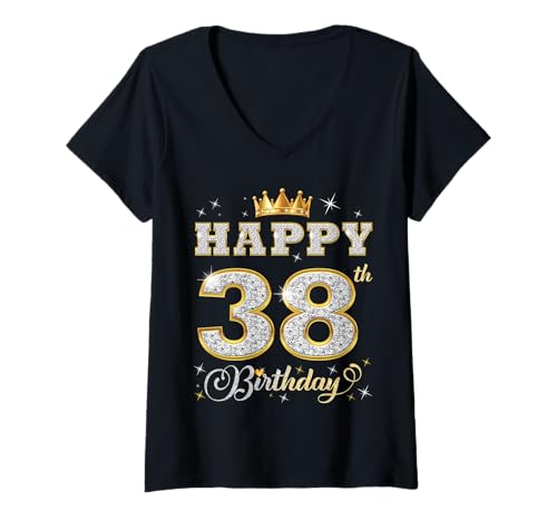 Damen Geburtstagsfeier für 38 Jahre alte Frauen und Männer zum 38. Geburtstag T-Shirt mit V-Ausschnitt Damen Geburtstagsfeier für 38 Jahre alte Frauen und Männer zum 38. Geburtstag T-Shirt mit V-Ausschnitt von Happy Birthday Party It's My Birthday