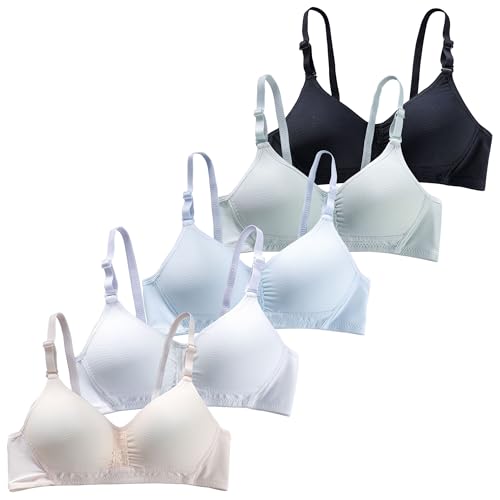 Happy Cherry BH Teenager Mädchen Sport BH Bralette Ohne Bügel Bustier mit Verstellbarem Schultergurt Basic Nahtlos Unterwäsche 5 Stück 34/75A von Happy Cherry