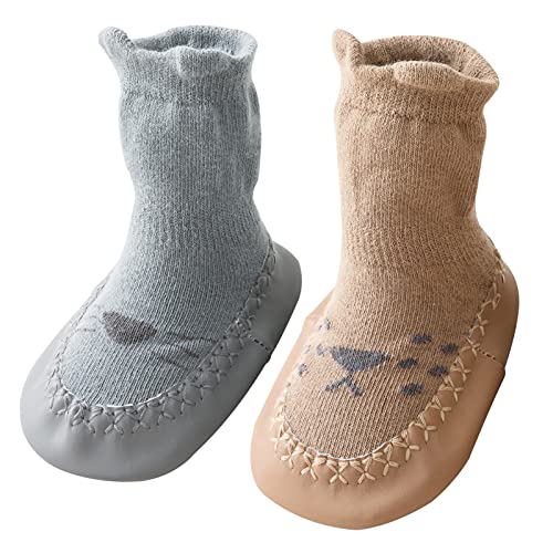 Happy Cherry Baby Kinder Socken Stiefeletten mit weichen rutschfesten Sohlen warme Winter atmungsaktive Baumwolle 0-6 Monate von Happy Cherry