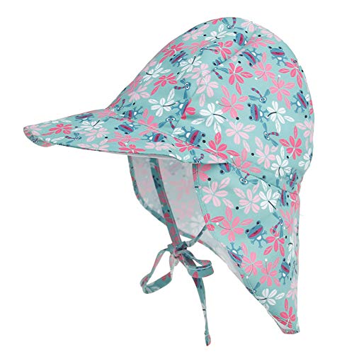 Happy Cherry - Baby Sonnenhut Jungen Mädchen Bindemütze mit UV Schutz Kappe Mütze Kinder Schirmmütze mit Nackenschutz Bindebändern UV Schutz Atmungsaktiv Schnelltrocknend - Blau - 2-5 Jahre von Happy Cherry