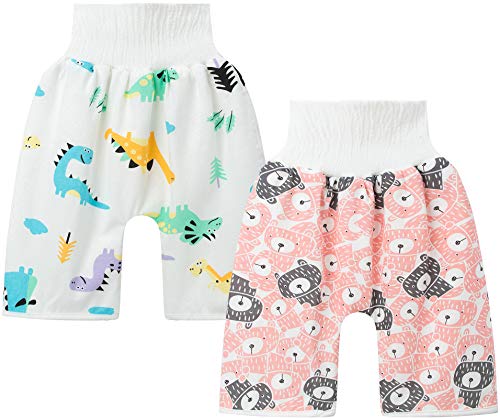 Happy Cherry Baby Windelrock Töpfchen Windelhose 2pcs Trainingsrock Windelshorts Lernhose Wiederverwendbare Baumwolle Hoch Taillierter Lernwindel von Happy Cherry