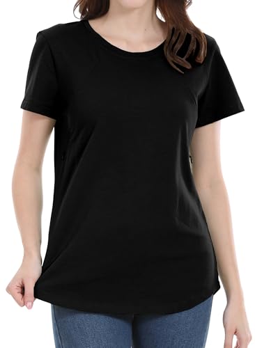 Happy Cherry Damen Stillshirt Stilltop Freizeit Kurzarm Umstandsbluse Rundhals Schwangere Tunika zum Stillen Nursing T-Shirt XXL Schwarz Happy Cherry Damen Stillshirt Stilltop Freizeit Kurzarm Umstandsbluse Rundhals Schwangere Tunika zum Stillen Nursing T-Shirt XXL Schwarz von Happy Cherry