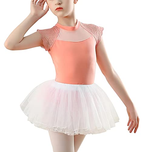 Happy Cherry Kinder Mädchen Balletttrikot 2 Stücke Ballett Turnanzug + Chiffon Wickelrock Kurzarm Ballettanzug Baumwolle Tanzbody Schwarz 7-8 Jahre von Happy Cherry