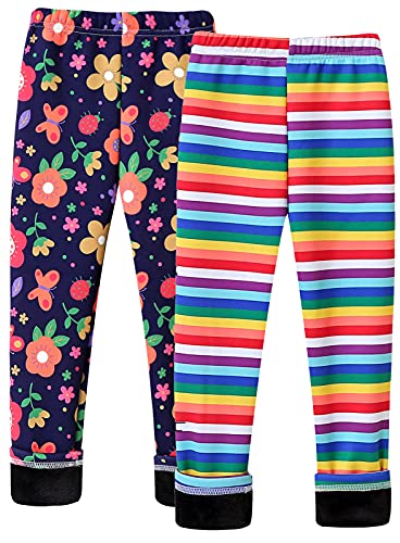 Happy Cherry Mädchen Leggings Winter Gefütterte Thermo Leggings 2er Pack Kinder Lange Hosen Hersteller 130/DE Größe 116-122 - 2 Stück-2 von Happy Cherry