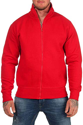 Happy Clothing Herren Sweatjacke ohne Kapuze Zip-Jacke Reißverschluss mit Kragen, Größe:S, Farbe:Rot von Happy Clothing