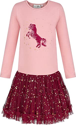 Happy Girls® Mädchen Kleid Tüll-Rock Einhorn, Größe:146, Präzise Farbe:Beere von Happy Girls