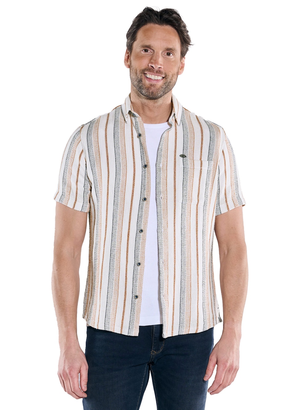 Große Größen Kurzarm-Hemd gestreift, Herren, orange, Größe: XXL, Baumwolle/Polyester, Happy Size Men Große Größen Kurzarm-Hemd gestreift, Herren, orange, Größe: XXL, Baumwolle/Polyester, Happy Size Men von Engbers