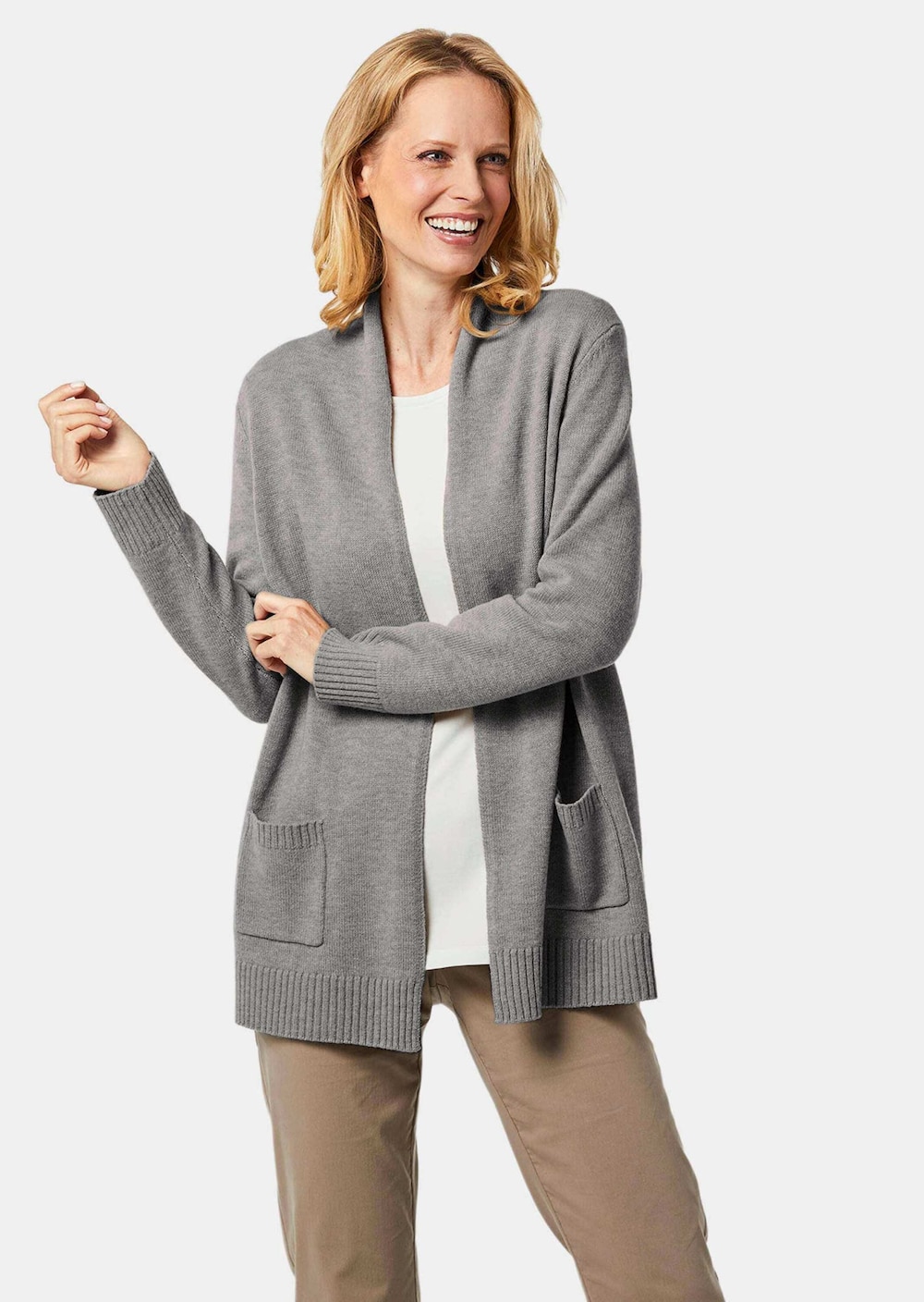Große Größen Strickjacke aus Merinowolle, Damen, grau, Größe: 44, Wolle, Happy Size Women Große Größen Strickjacke aus Merinowolle, Damen, grau, Größe: 44, Wolle, Happy Size Women von GOLDNER