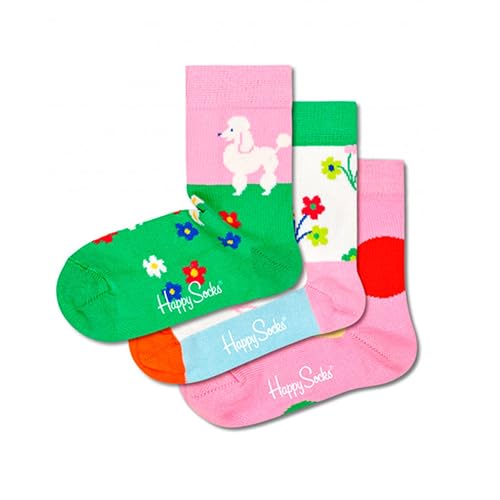 Happy Socks Unisex Kinder 3-Pack Flower Socks Gift Set Kindersocken, 3er-Pack, Blumen-Geschenkset, Größe 2-3A, Blau, Grün, Orange, Gelb, Rosa, Weiß, Rot, 2-3 Jahre von Happy Socks