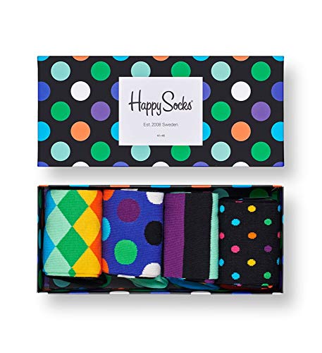 Happy Socks Herren 4 balení Big Dot Box Socken, Mehrfarbig, 36-40 EU von Happy Socks