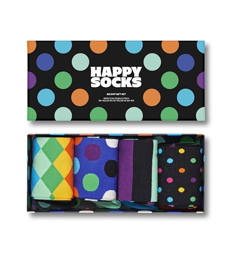 Happy Socks Herren 4 balení Big Dot Box Socken, Mehrfarbig, 36-40 EU von Happy Socks