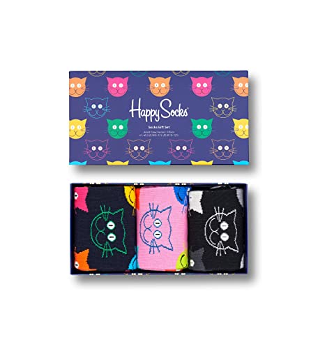 Happy Socks Unisex 3-Pack Mixed Cat Gift Set Socken, Multi, 41-46 (3er Pack) von Happy Socks