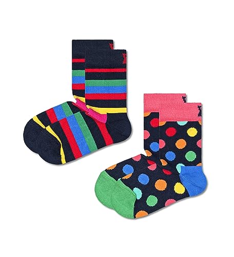 Happy Socks Unisex Baby 2-Pack Kinder Stripe Socken, bleu, 1/2 Jahre EU (2er Pack) von Happy Socks