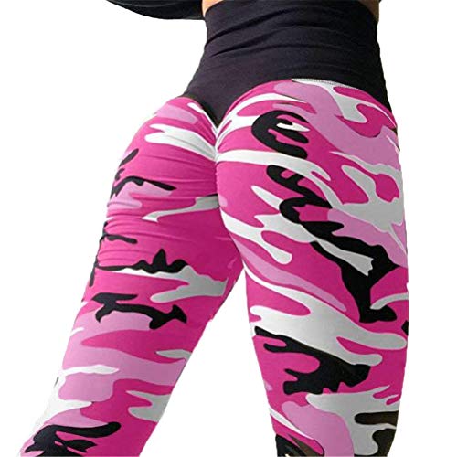 Leggings Damen Yogahose Fitnesshose, Frauen-Camouflage Druck Sexy Scrunch Ruched Kolben-Aufzug Gym Leggings mit hohen Taille Bauch-Steuer Yoga-Hosen Trainingshose Yoga Legging Fitness Sporthose Stretc von Happyplus1