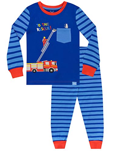 Harry Bear Jungen Schlafanzug Slim Fit Feuerwehrmann Blau 104 von Harry Bear