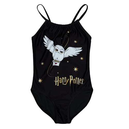 Harry Potter Badeanzüge Mädchen Hedwig Bikini Badebekleidung verstellbare Träger (DE/NL/SE/PL, Numerisch, 116, Regular, Schwarz) von Harry Potter