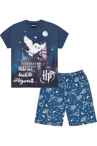 Harry Potter Mädchen-Schlafanzug Hedwig Take Me Back to Hogwarts, kurz, Marineblau, blau, 7-8 Jahre von Harry Potter