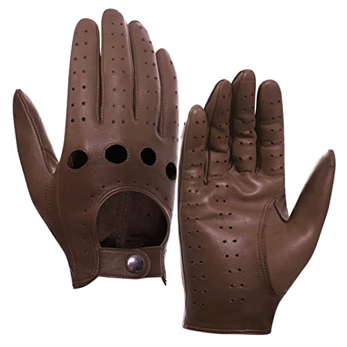 Harssidanzar Herren Autohandschuhe Lederhandschuhe Unliniert GM026D,Sattel braun,Größe L von Harssidanzar