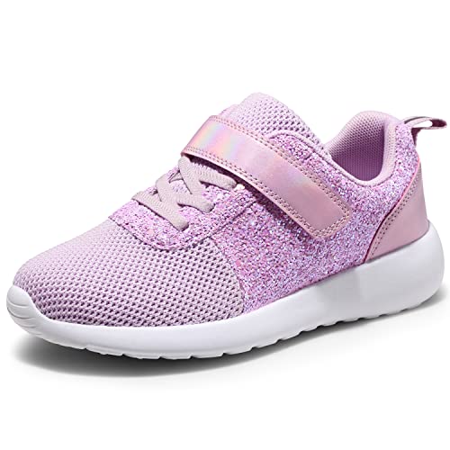 Mädchen Glitzer Sportschuhe Turnschuhe Fitnessschuhe Laufschuhe Kinder Hallenschuhe Klettverschluss Sportschuhe Sneaker Violett EU 31.5 von Harvest Land