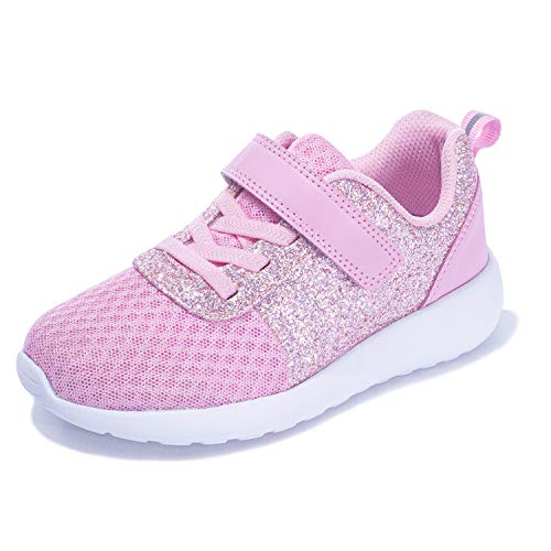 Mädchen Schuhe Kinder Turnschuhe Glitzer Sportschuhe Laufschuhe Hallenschuhe Sneakers Klettverschluss Tennisschuhe Festliche für Jugendliche,23 EU,Pink von Harvest Land