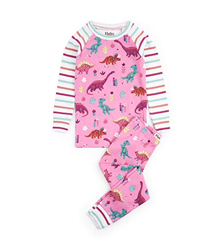 Hatley Girl's Organic Cotton Long Sleeve Printed Pyjama Pajama Set, (Darling Dinos), (Herstellergröße: 7 Jahre) von Hatley