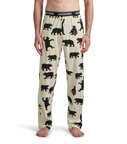 Little Blue House Herren Jersey Pyjama Pants Pyjamaunterteil, Schwarze Bären, L von Little Blue House