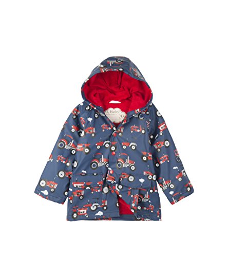 Hatley Jungen Printed Rain Jacket Regenmantel, Blau (Red Farm Tractors), 7 Jahre EU von Hatley