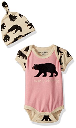 Hatley Baby-Mädchen Bodysuit and Cap Kleinkind-Schlafanzüge, Bäriges Schlafen-Pink, 18-24 Monate von Little Blue House