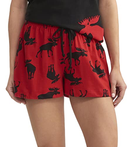 Little Blue House by Hatley Damen Pyjama Boxer Shorts Pyjamaunterteil, Moose On Red, X-Large von Hatley