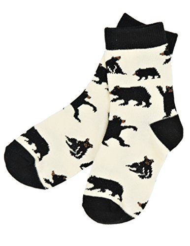 Hatley Jungen Kids Crew Socks, Off-White (Bears On Natural), Large von Hatley