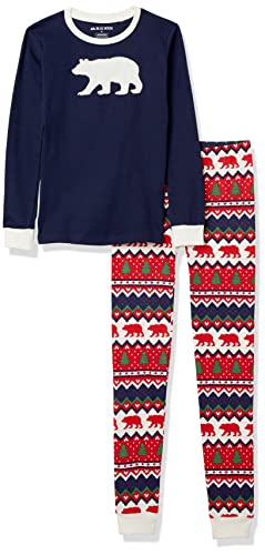 Little Blue House by Hatley Unisex Bear & Moose Family Pyjamas Pyjamaset, Langarm-Applikations-Pyjama-Set für Kinder-Navy Bear Fair Isle, 2 Jahre Regular von Hatley